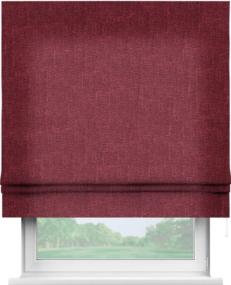 Римская штора «Кортин» для проема, ткань лён кашемир цвет бордовый